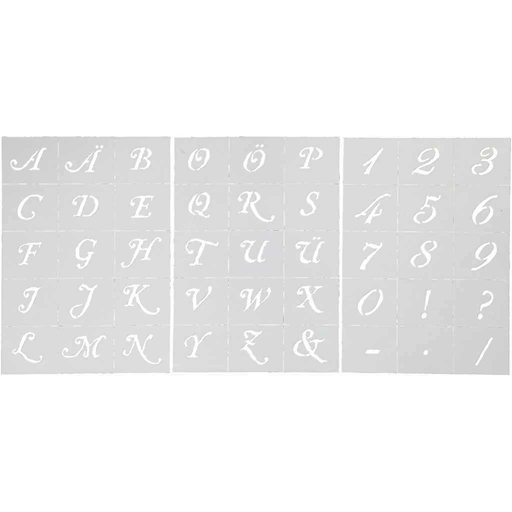 [CR26965] Modèles, lettres et chiffres, H : 20-30 mm, A5, feuille 148x210 mm, 3 flles/ 1 Pq.