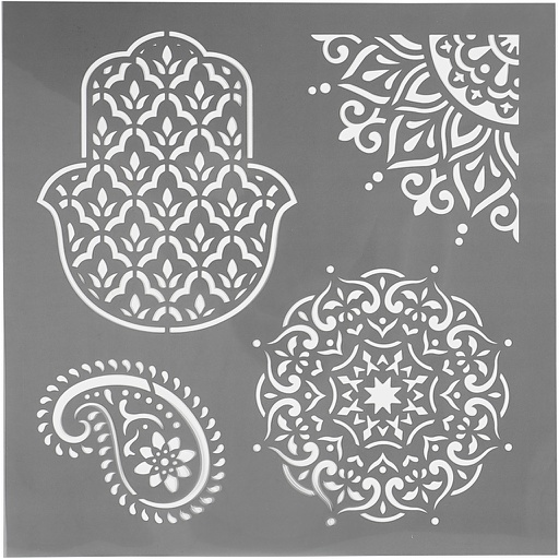 [CR27100] Pochoir, motifs ethniques, dim. 30,5x30,5 cm, ép. 0,31 mm, 1 feuille