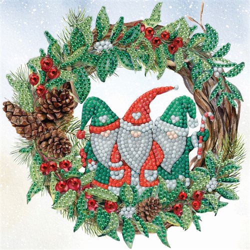 [CCK18#XM142] Crystal Card Kit ® Diamond Painting 18x18cm, Christmas Gnomes 