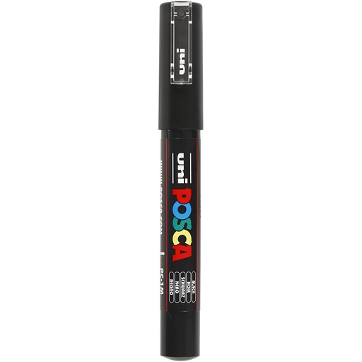 [CR273#046] Marqueur Posca, dim. PC-1M, trait 0,7 mm, extra fin, noir, 1 pièce