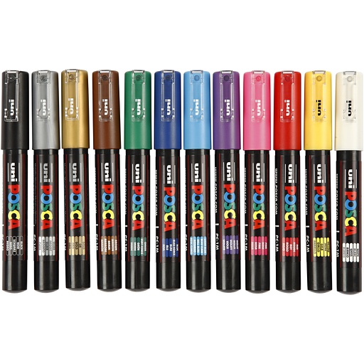[CR273900] Set Posca Marker, PC1M - 0,7 mm extra-fijn, 12 stuks kleurassortiment