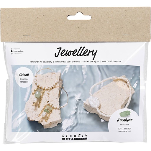 [CR977691] Mini Hobbyset Sieraden, Aventurijn mix armband en oorbellen, 1 doos