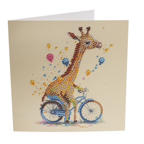 [CCK18#A133] Crystal Card Kit ® Diamond Painting 18x18cm, Giraffe on bike