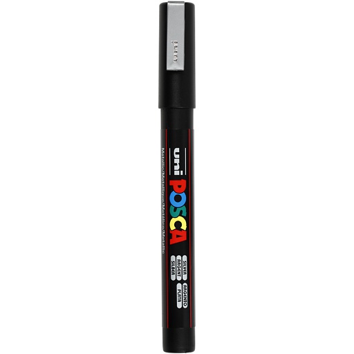 [CR274#805] Posca Marker, afm PC-3M, lijndikte 0,9-1,3 mm, fijn, zilver, 1 stuk