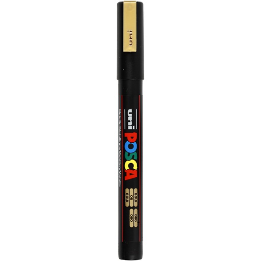 [CR274#810] Posca Marker, afm PC-3M, lijndikte 0,9-1,3 mm, fijn, goud, 1 stuk