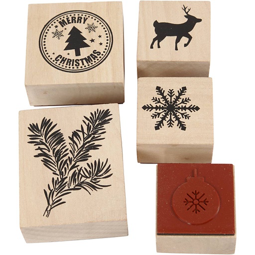 [CR27573] Stempelset, Kerst - 5 diverse tekeningen