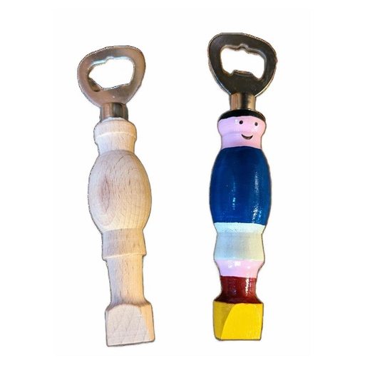 [054217] Flesopener Voetballer, 16 cm - Beukenhout