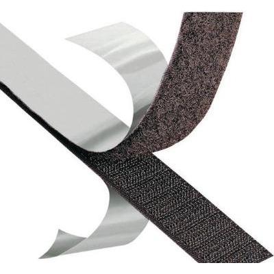 [008128] Velcro (velours + crochet), 20mm, autocollant, noir, rouleau 25m