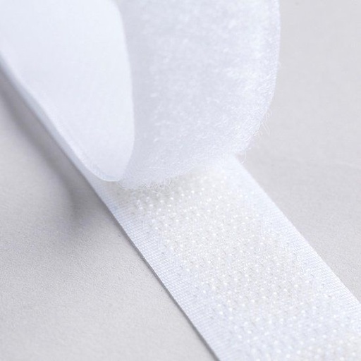 [008125] Velcro (crochet+velours), 20mm, à coudre, blanc, rouleau 25m