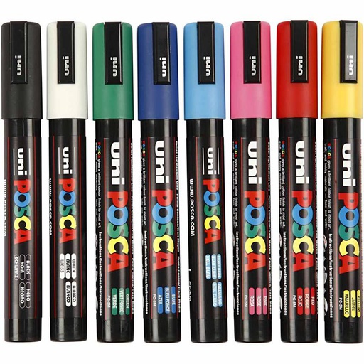 [CR276900] Marqueur Posca, dim. PC-5M, trait 2,5 mm, moyen, ass. de couleurs, 8 pièces/ 1 Pq.