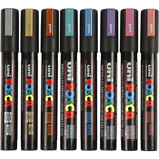 [CR276901] Set Posca Marker PC5M, lijndikte 2,5 mm, 8 stuks kleurassortiment Métallic