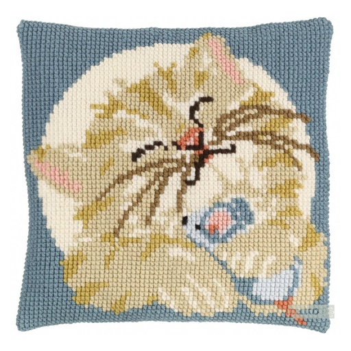 [PA4041#297] Kit coussin point de croix 40x40cm, Chat avec souri  