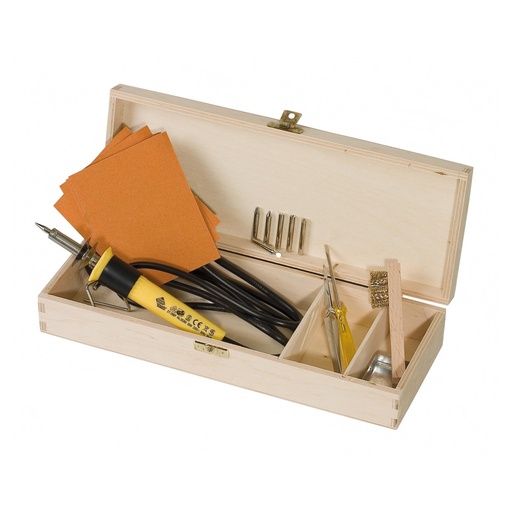 [PB0285] Pyrografie set in praktische houten kist (PB0285)