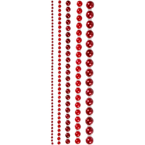 [CR28319] Demies perles, dim. 2-8 mm, rouge, 140 pièces/ 1 Pq.