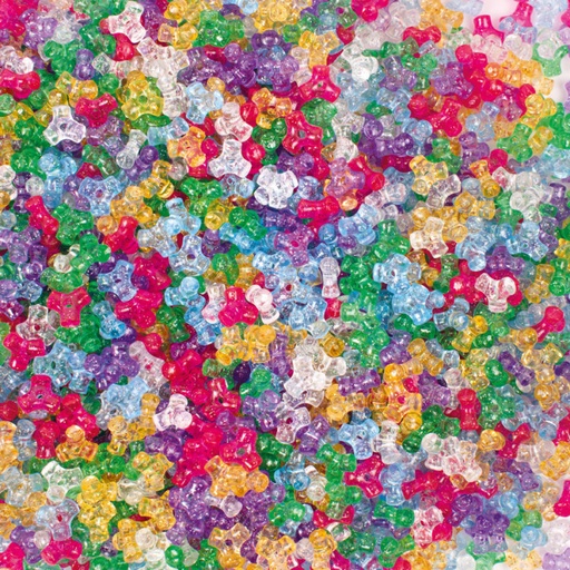 [P2472218] Tri-kralen mix plastic Transparant - 200 gr - ca 1000 stuks - kleurassortiment
