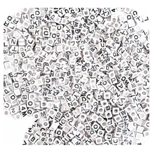 [P2471173] Perles de lettres 6,5x6,5mm, noir sûr blanc, 300 pièces