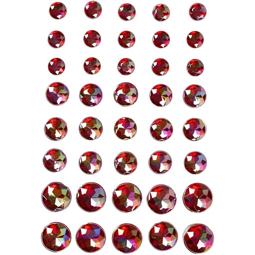 [CR28327] Pierres de strass, dim. 6+8+10 mm, rouge, 40 pièce/ 1 Pq.