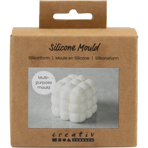 [CR371191] Siliconen Vorm, Vierkant met bubbels, H: 5 cm, B: 6 cm, 1 doos