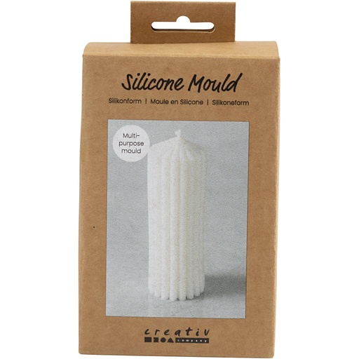 [CR371194] Siliconen Vorm, Geribbelde cilinder, H: 12 cm, d 4 cm, 1 doos