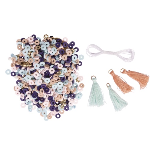 [R15403#362] Heishi kralen set van polymeerklei, arabisch blauw, Mix glaskralen,kwasten, draden, ZB-doos