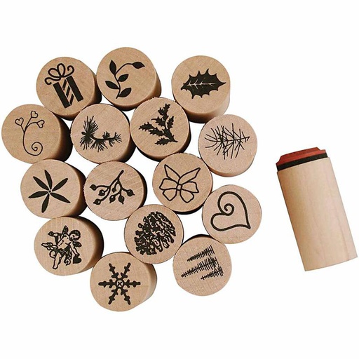 [CR28580] Deco Art Stempels, Kerst, H: 26 mm, d 20 mm, 15 stuk/ 1 doos
