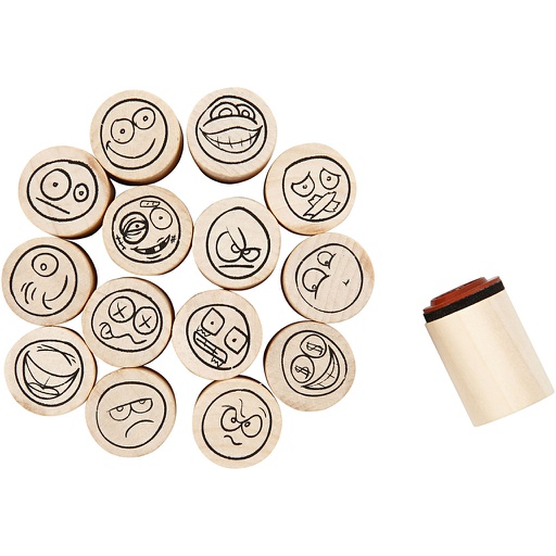 [CR28581] Stempelset, smiley d: 20 mm - 15 stuks
