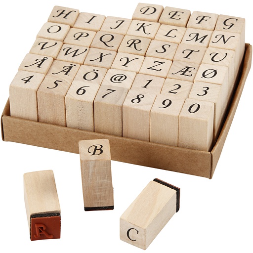 [CR28582] Set de tampons en bois, dim. 13x13 mm, ca. 8 mm, 42 ass./ 1 set