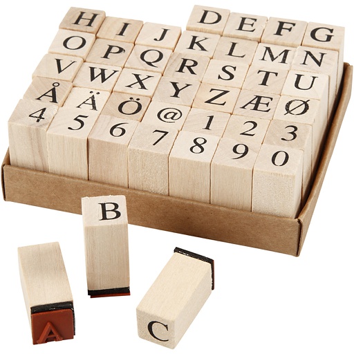 [CR28584] Set de tampons en bois, dim. 13x13 mm, ca. 8 mm, 42 ass./ 1 Pq.