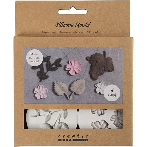 [CR371243] Moule en silicone, Feuilles et fleurs, H : 0,5 cm, L : 1,8-4,5 cm, 4 pièces/ 1 pièce