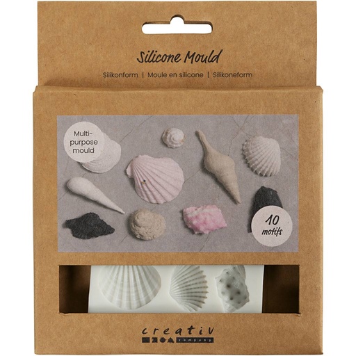 [CR37191] Moule en silicone, Conques et coquillages, 1 cm, 1-2,8 cm, 1 pièce
