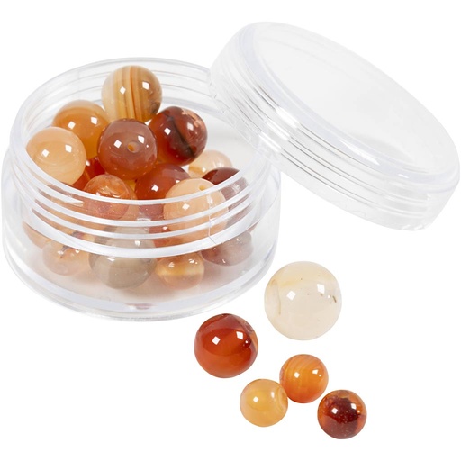 [CR632021] Kralen van agaat, d 6+8+10 mm, gatgrootte 0,9-1 mm, lichtbruin, 28 stuk/ 1 doos