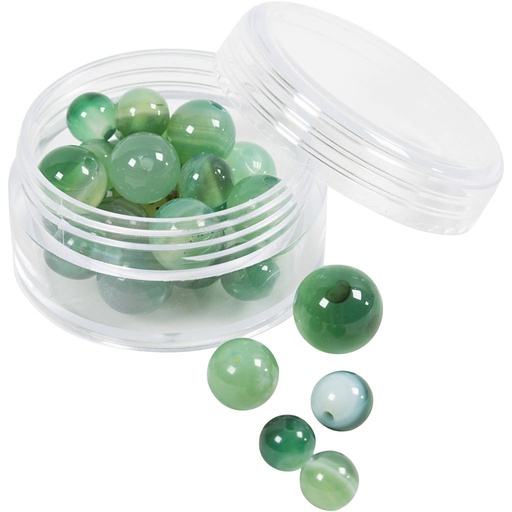 [CR632027] Kralen van agaat, d 13+15 mm, gatgrootte 0,9-1 mm, helder groen, 28 stuk/ 1 doos