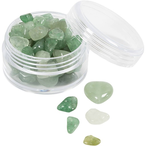 [CR632040] Kristallen kralen, Aventurien, d 7-12 mm, gatgrootte 1 mm, groen, 63 stuk/ 1 doos