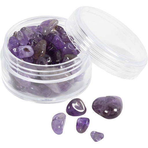 [CR632080] Perles de cristal, Améthyste, d 7-12 mm, diamètre intérieur 1 mm, violet, 63 pièces/ 1 Pq.