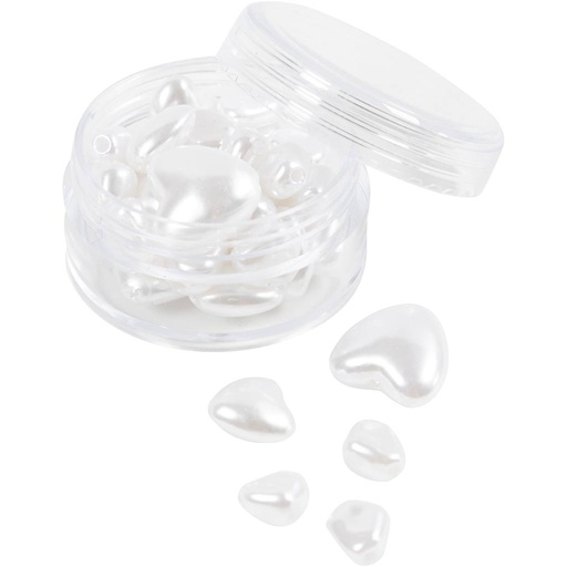 [CR632090] Waskralen, Hartjes, d 7-13 mm, gatgrootte 1,3-1,5 mm, parelmoer, 32 stuk/ 1 doos