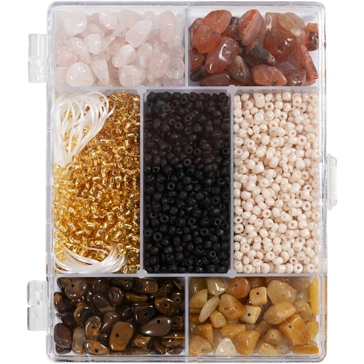 [CR977789] Mix Créatif Bijoux, Cristaux, dim. 2,6-10 mm, diamètre intérieur 0,8-1,2 mm, ca. 2520 pièces, ass. de couleurs, 1 Pq.