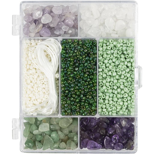 [CR977790] Mix Créatif Bijoux, Cristaux, dim. 2,6-10 mm, diamètre intérieur 0,8-1,2 mm, ca. 2460 pièces, ass. de couleurs, 1 Pq.