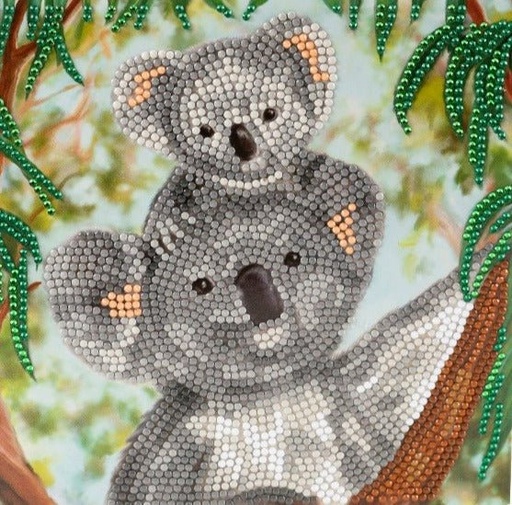 [CCK18#A121] Crystal Card Kit ® Diamond Painting 18x18cm, "Koala Cuddles"