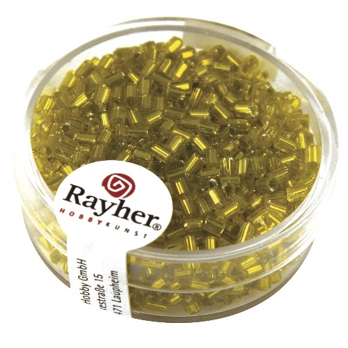 [R14301#06] Glasstiften,2x2 mm, met zilverkern, Goud, Doos 16g 