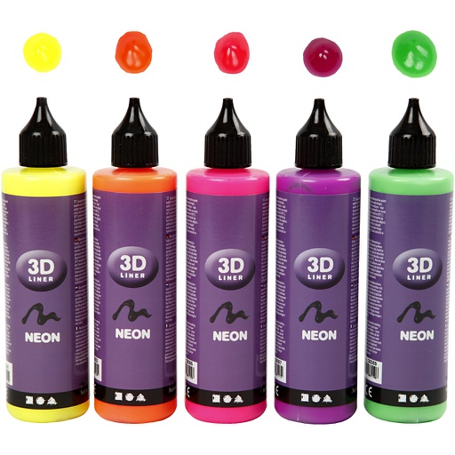 [CR30387] 3D Liner - Assortiment, couleurs néons, 5x100 ml/ 1 Pq.
