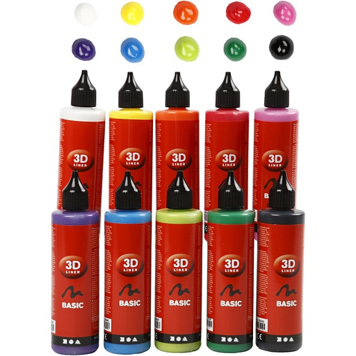 [CR30388] 3D liner, dekkend, diverse kleuren, 1000 ml, 10x100 ml/ 1 doos