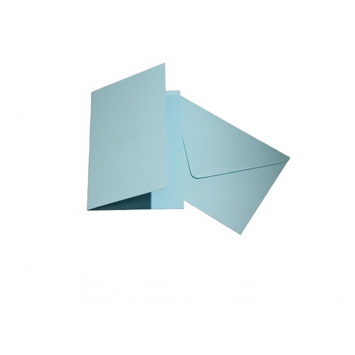 [066700#33] 10 wenskaarten met omslag en schutblaadje, kaart in voorgeplooid karton A5, schutblaadje en envelop A6, lichtblauw