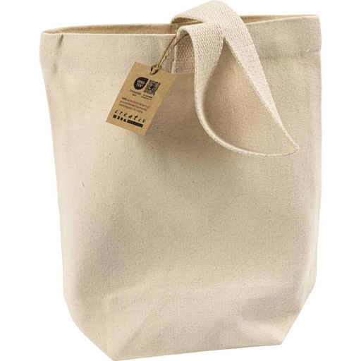 [CR445581] Kleine stoffen tas, H: 26 cm, D: 9,5 cm, B: 23 cm, licht naturel