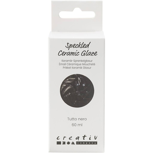 [CR7897#59] Gespikkeld Keramiekglazuur, 999-1060 °C, dekkend, Tutto Nero, 60 ml/ 1 Doosje