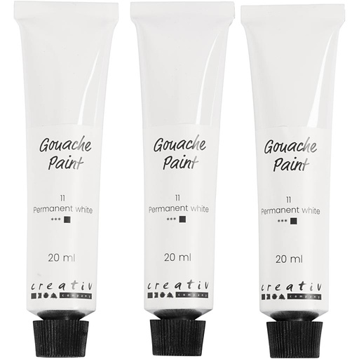 [CR35640] Gouacheverf, wit, 3x20 ml