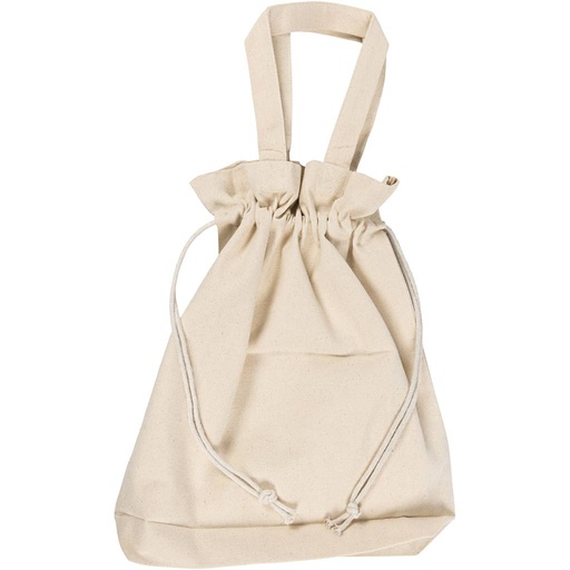 [CR44561] Tas met trekkoord, H: 40 cm, D: 8 cm, B: 34 cm, licht naturel