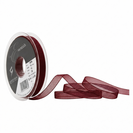 [426810#405] Ruban Berisfords Organza super sheer 10mm, rouleau 25m, Bordeaux
