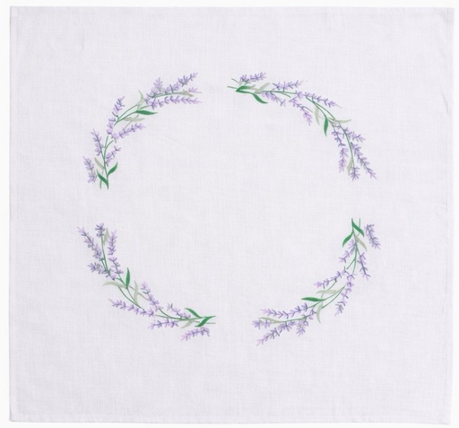 [BE80#0041] Nappe à broder pré-imprimée, 80x80 cm, fil inclus, point de tige