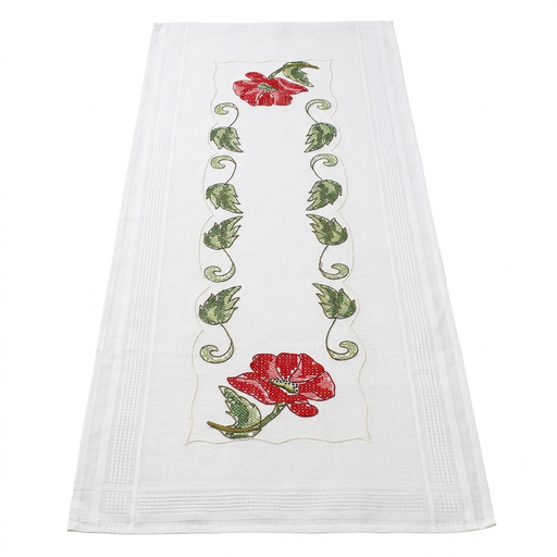 [BE40#10248] Loper voorbedrukt dessin, 40x100 cm, met garen, kruissteek 