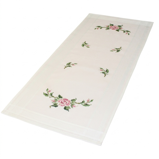 [BE40#10295] Loper voorbedrukt dessin, 40x100 cm, met garen, kruissteek